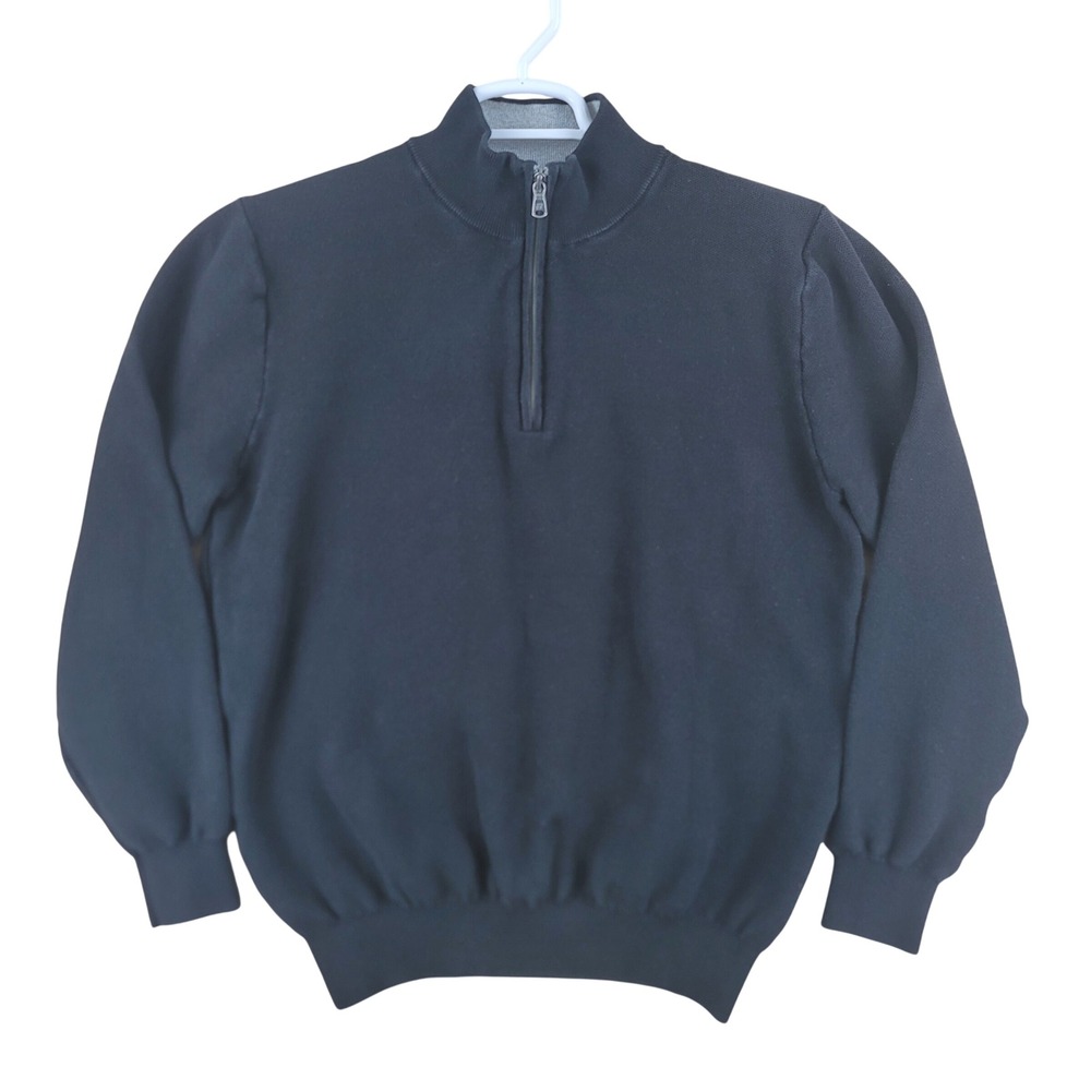 Collars & Co. Quarter Zip Sweater Mens XL Black Pullover Cotton Preppy